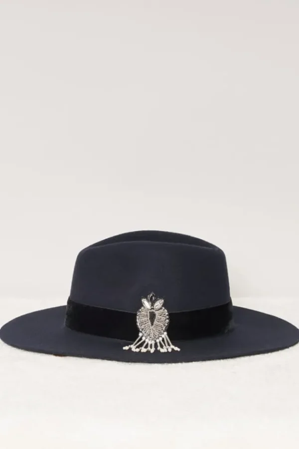 Online Victor Galon Velours Et Patch Chapeaux En Feutre