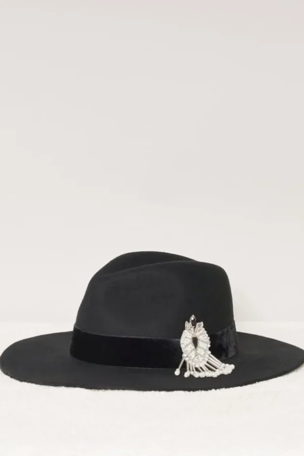 Store Victor Galon Velours Et Patch Chapeaux En Feutre