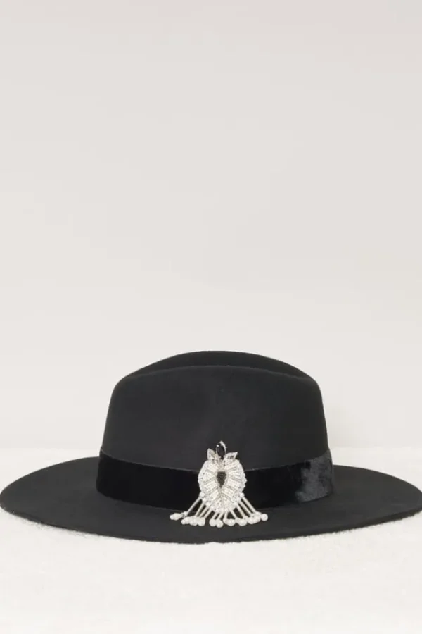 Store Victor Galon Velours Et Patch Chapeaux En Feutre